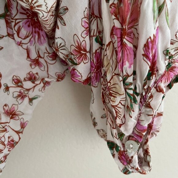 JOHNNY WAS "Isla" Jade Pink & Cream Blouse XS: NWOT!! (Runs VERY LARGE: P2P: 32" - Picture 9 of 10